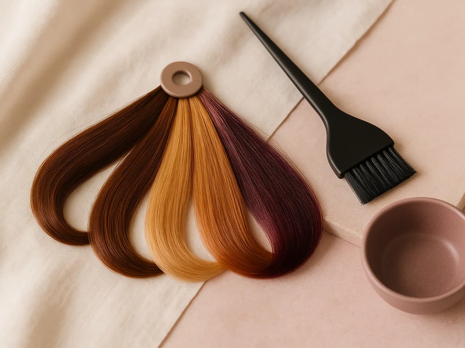 Selfie dengan preview warna rambut Warm Chestnut Brown dan Golden Brown dari Kira